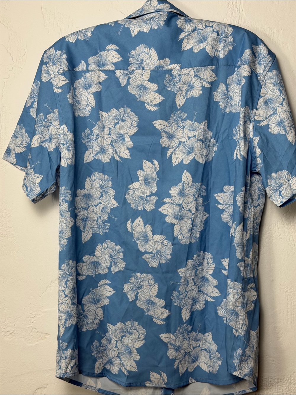 Casual Blue Floral Short-Sleeve Button-Down Shirt -Medium - Picture 8 of 16